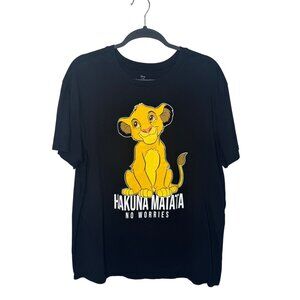 Disney Lion King Simba Hakuna Matata No Worries Graphic Tee Youth XL 15-17 Black